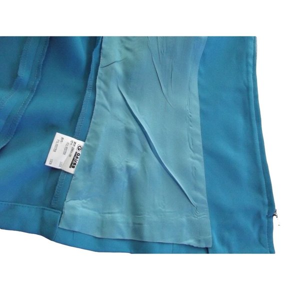 Gauss XS Turquoise Blue White Short Sleeve Zip Front Shacket jacket shirt blazer - Picture 6 of 9